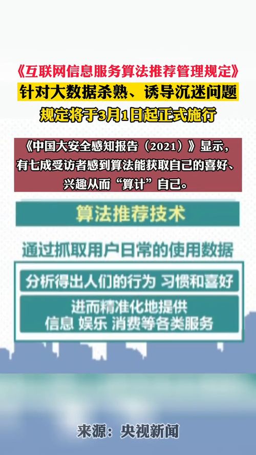 《互聯網信息服務算法推薦管理規定》將于3月1日正式實施，加強網絡信息治理